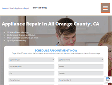 Tablet Screenshot of newportbeachappliancerepair.com